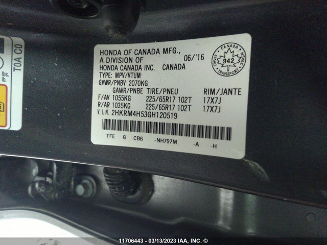 Honda CR-V EX 2016 2HKRM4H53GH120519 Image 11