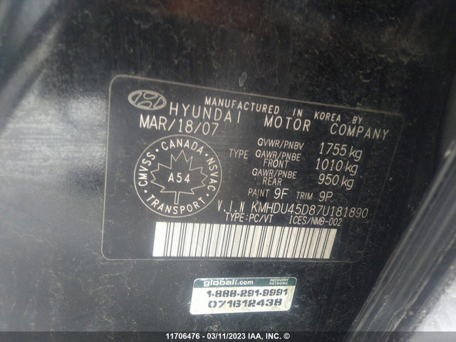 Hyundai Elantra Gl/gls 2007 KMHDU45D87U181890 Image 10