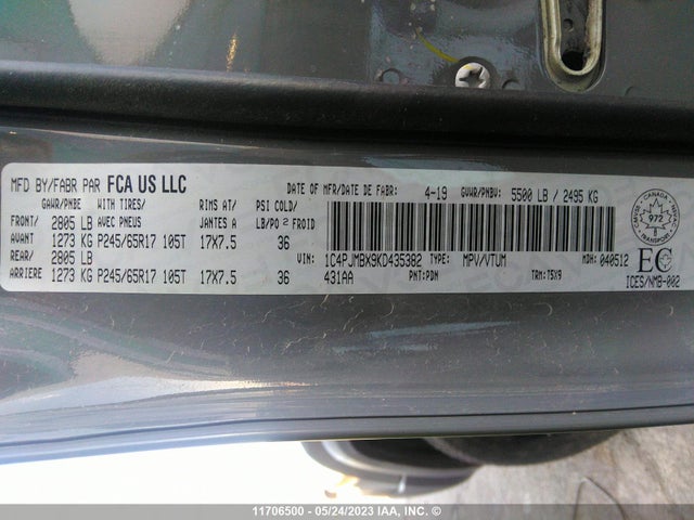 1C4PJMBX9KD435382 Jeep Cherokee Trailhawk