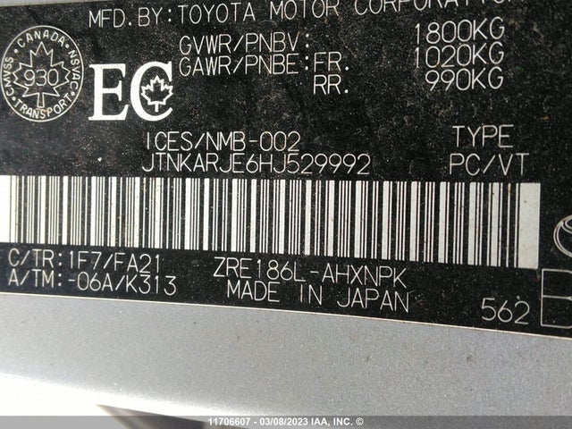 Toyota COROLLA IM 2017 JTNKARJE6HJ529992 Image 9