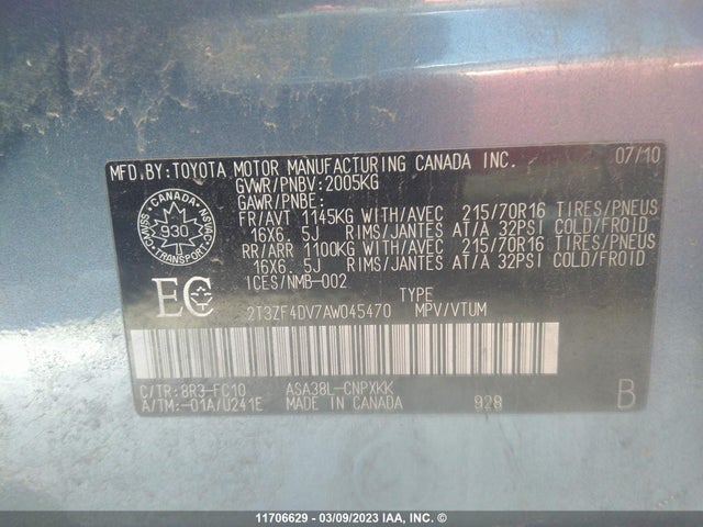 Toyota RAV4 2010 2T3ZF4DV7AW045470 Image 10