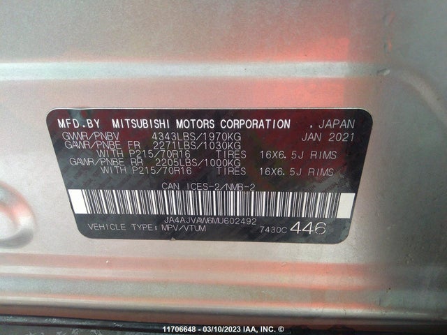 JA4AJVAW6MU602492 Mitsubishi Rvr Se/sel/le/gt