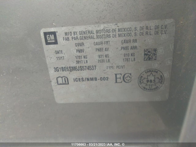 Chevrolet CRUZE LT 2018 3G1BE6SM6JS574537 Image 11