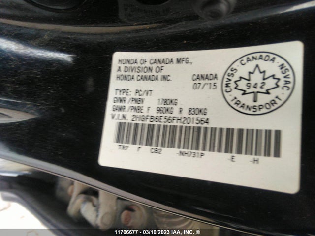 Honda CIVIC SI 2015 2HGFB6E56FH201564 Image 9