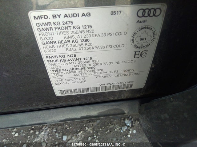 WA1FNAFYXJ2017600 Audi Q5 Technik S-line