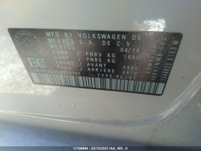 Volkswagen JETTA S 2016 3VW167AJ9GM359791 Image 10