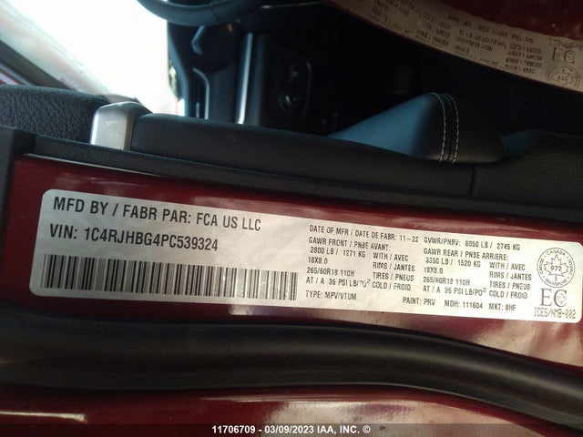 1C4RJHBG4PC539324 Jeep Grand Cherokee Limited