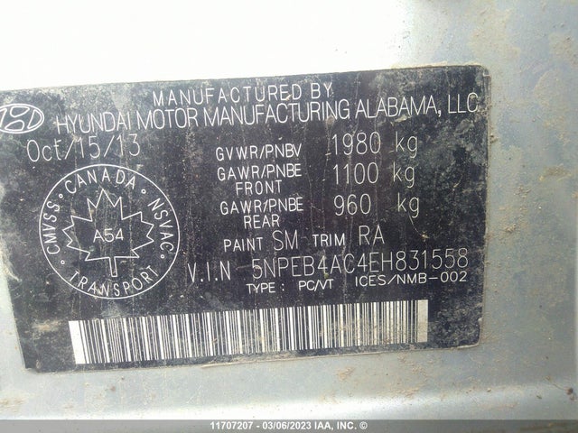 Hyundai SONATA GLS 2014 5NPEB4AC4EH831558 Image 10