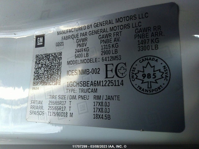 Chevrolet Colorado 2021 1GCHSBEA6M1225114 Image 10