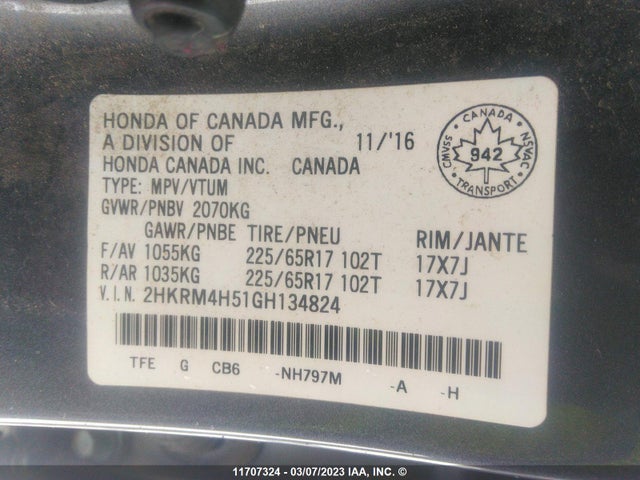 Honda CR-V EX 2016 2HKRM4H51GH134824 Image 9