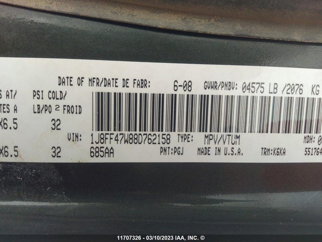 Jeep Compass Sport 2008 1J8FF47W88D762158 Image 10
