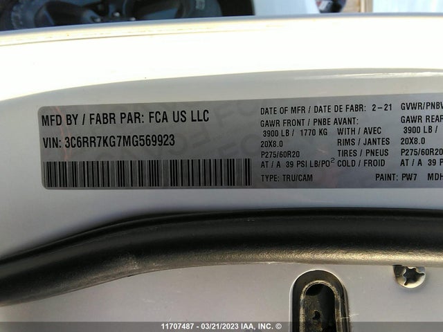 RAM 1500 Classic Tradesman 2021 3C6RR7KG7MG569923 Image 11