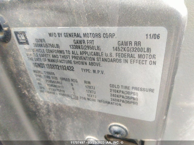 Chevrolet Trailblazer Ls/lt 2007 1GNDT13S872192432 Image 10