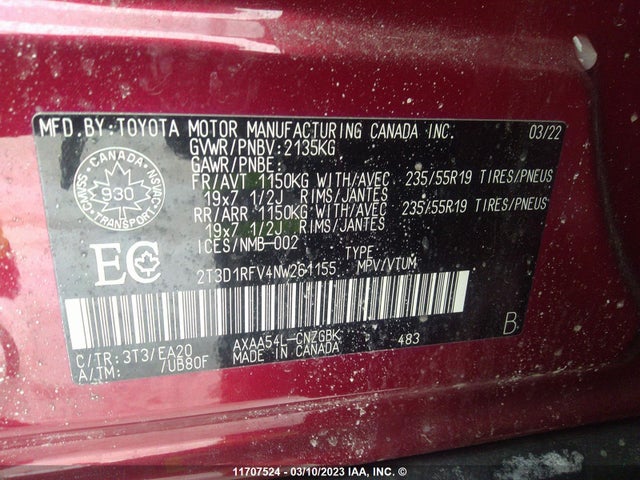 Toyota Rav4 Limited 2022 2T3D1RFV4NW261155 Image 11