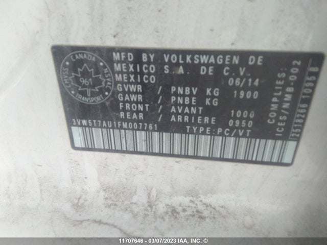 3VW5T7AU1FM007761 Volkswagen GTI