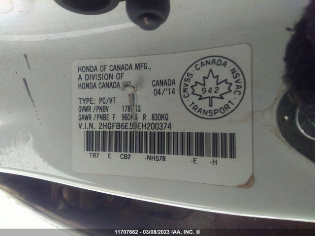 Honda CIVIC SI 2014 2HGFB6E59EH200374 Image 9