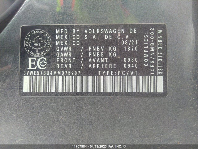 Volkswagen JETTA SEL 2021 3VWE57BU4MM075297 Image 9