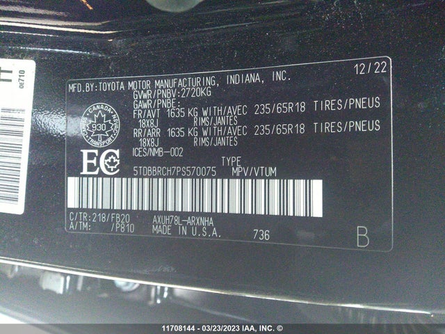 Toyota Highlander Hybrid Le 2023 5TDBBRCH7PS570075 Image 10