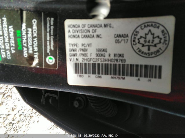 Honda Civic Lx 2017 2HGFC2F53HH028769 Image 10