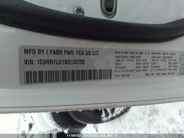 RAM 1500 Classic Slt 2022 1C6RR7LG1NS133755 Image 9