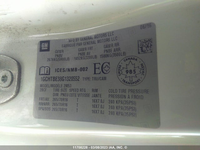 Chevrolet Colorado 2016 1GCHTBE38G1320552 Image 9