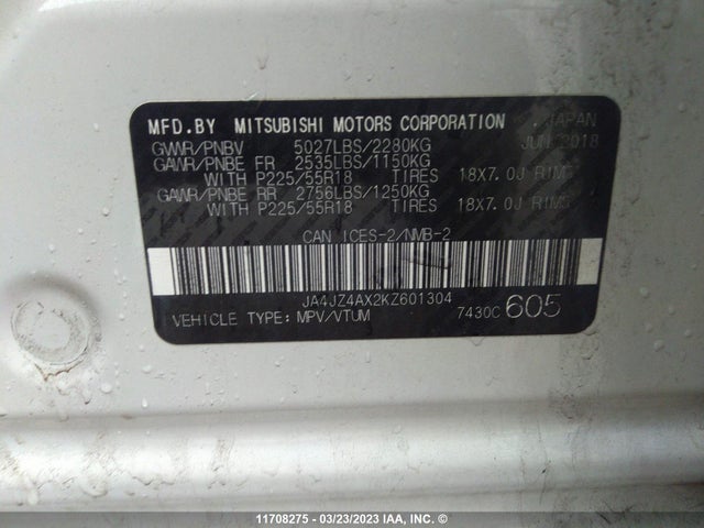 JA4JZ4AX2KZ601304 Mitsubishi OUTLANDER GT