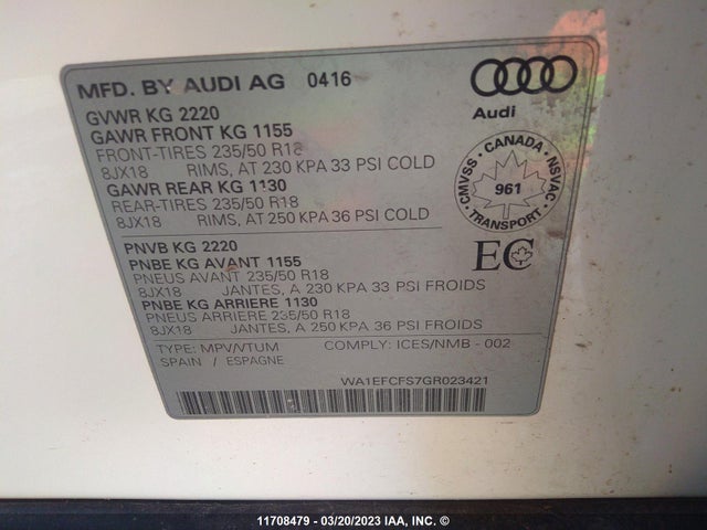 WA1EFCFS7GR023421 Audi Q3 Premium Plus