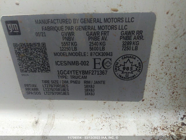 Chevrolet Silverado K3500 Lt 2021 1GC4YTEY8MF271367 Image 9