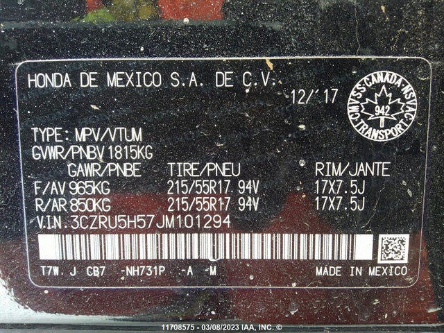 Honda HR-V EX 2018 3CZRU5H57JM101294 Image 9