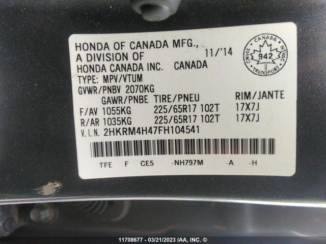 Honda CR-V SE 2015 2HKRM4H47FH104541 Image 9