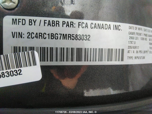 2C4RC1BG7MR583032 Chrysler Pacifica Touring L