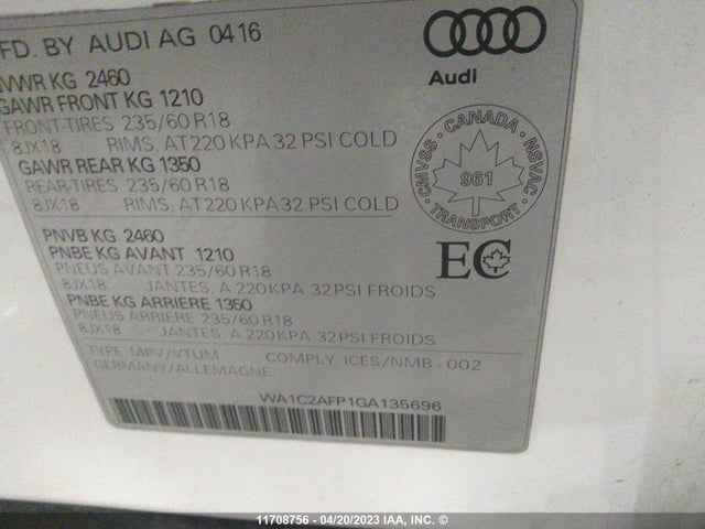 WA1C2AFP1GA135696 Audi Q5 PREMIUM