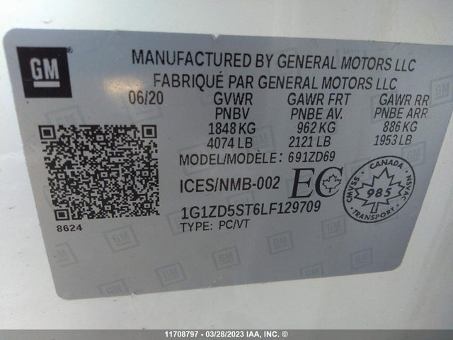 Chevrolet MALIBU LT 2020 1G1ZD5ST6LF129709 Image 10
