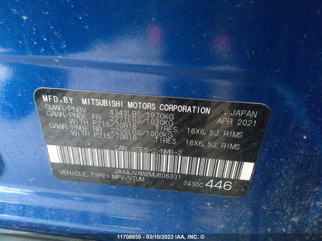 JA4AJVAW2MU606331 Mitsubishi Rvr Se/sel/le/gt