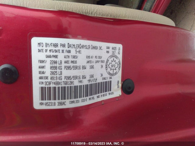 3C8FY4BBX1T681201 Chrysler Pt Cruiser