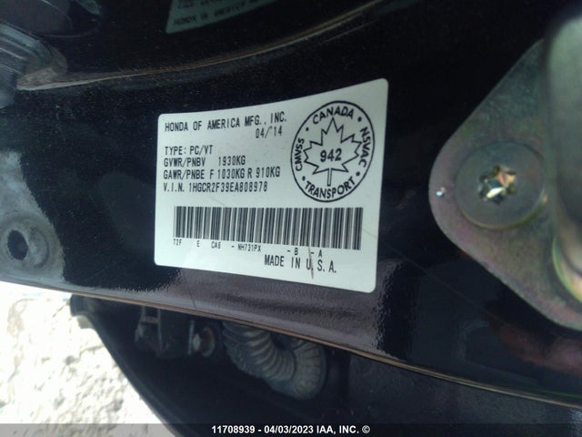 Honda ACCORD LX 2014 1HGCR2F39EA808978 Image 10