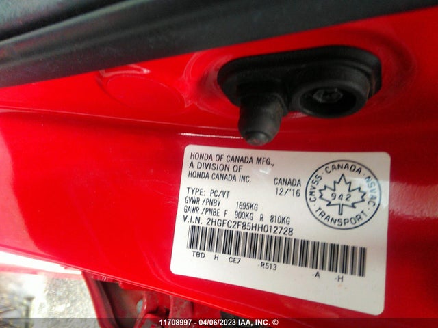 Honda Civic 2017 2HGFC2F85HH012728 Image 9