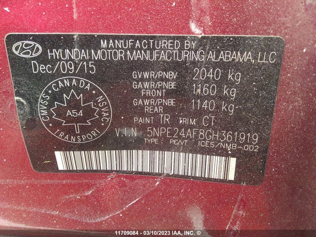 Hyundai SONATA SE 2016 5NPE24AF8GH361919 Image 10