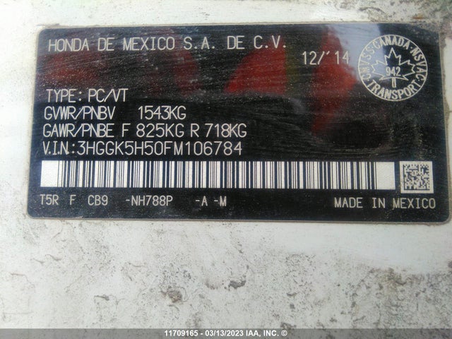 Honda FIT LX 2015 3HGGK5H50FM106784 Image 9