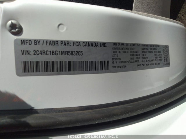 2C4RC1BG1MR583205 Chrysler Pacifica Touring L