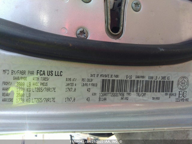 RAM 1500 Slt 2016 1C6RR7TT2GS317456 Image 11