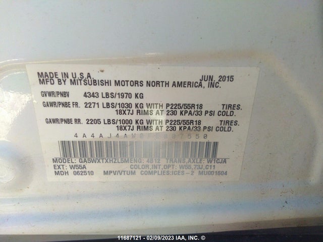4A4AJ4AW0FE607550 Mitsubishi Rvr Gt