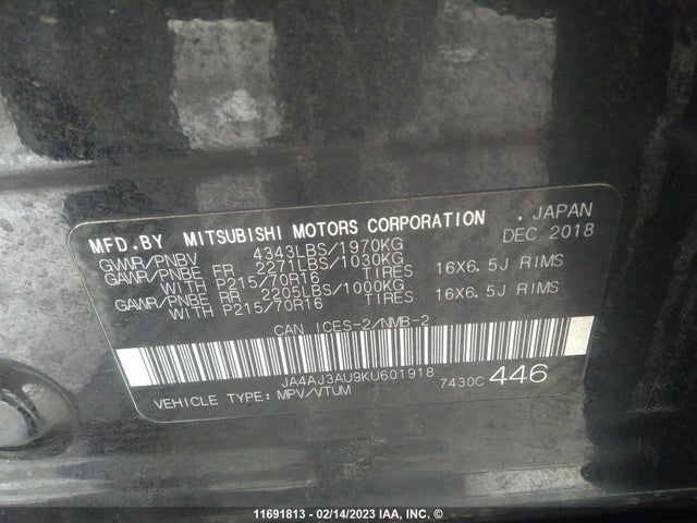 JA4AJ3AU9KU601918 Mitsubishi RVR SE