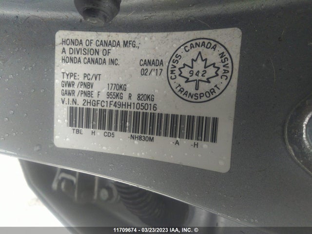 Honda Civic 2017 2HGFC1F49HH105016 Image 9