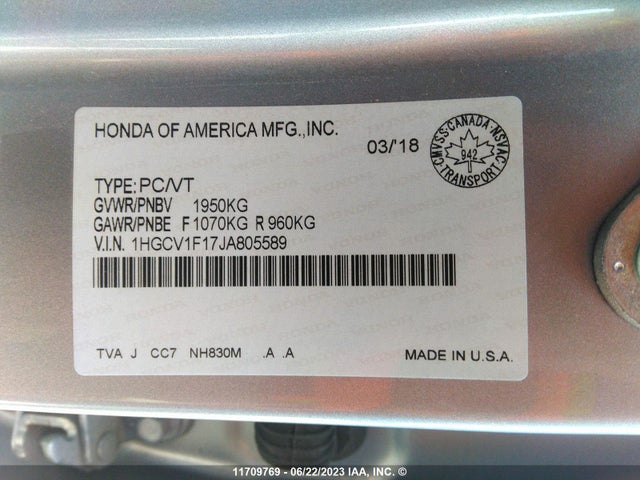 Honda ACCORD LX 2018 1HGCV1F17JA805589 Image 11