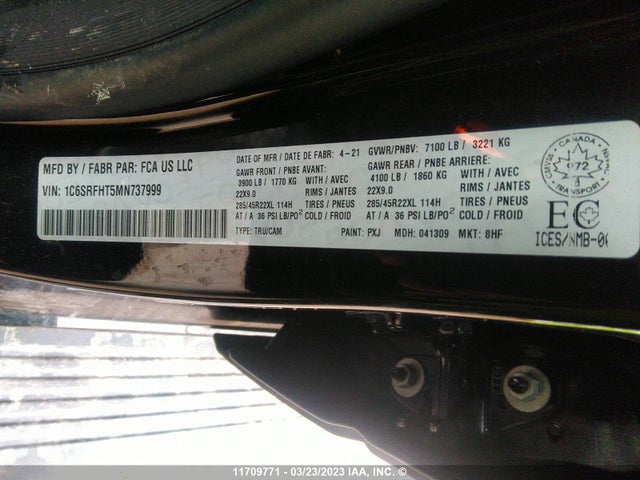 1C6SRFHT5MN737999 RAM 1500 Limited