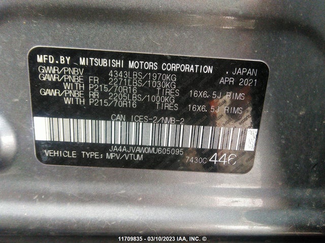 JA4AJVAW0MU605095 Mitsubishi Rvr Se/sel/le/gt