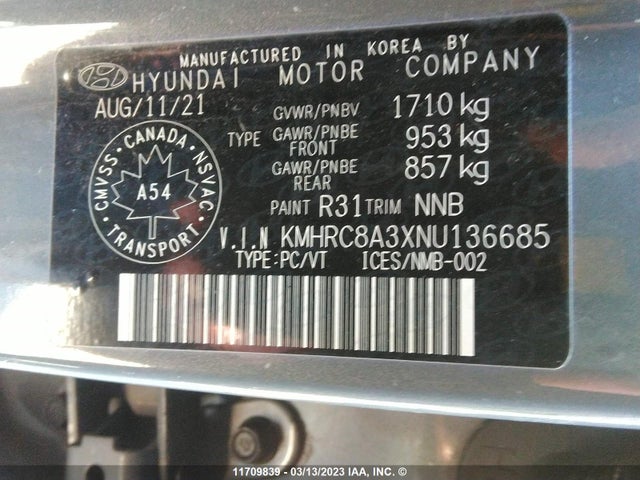 Hyundai Venue Sel/denim 2022 KMHRC8A3XNU136685 Image 11