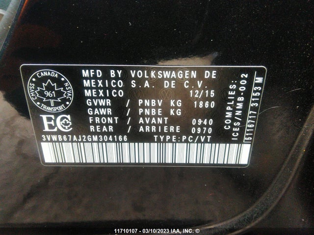 Volkswagen JETTA SE 2016 3VWB67AJ2GM304166 Image 10