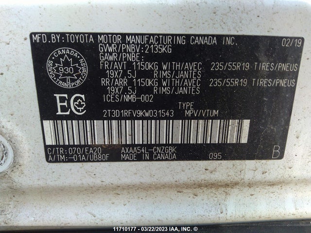 Toyota Rav4 Limited 2019 2T3D1RFV9KW031543 Image 11